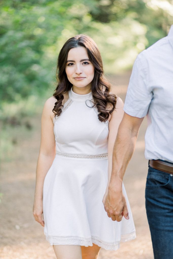Short White Dress for Forest Engagement Session 