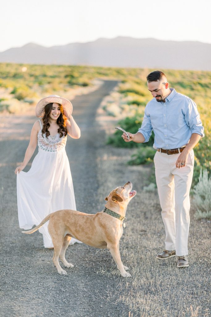 California Desert Engagement Photo Shoot with Dogs