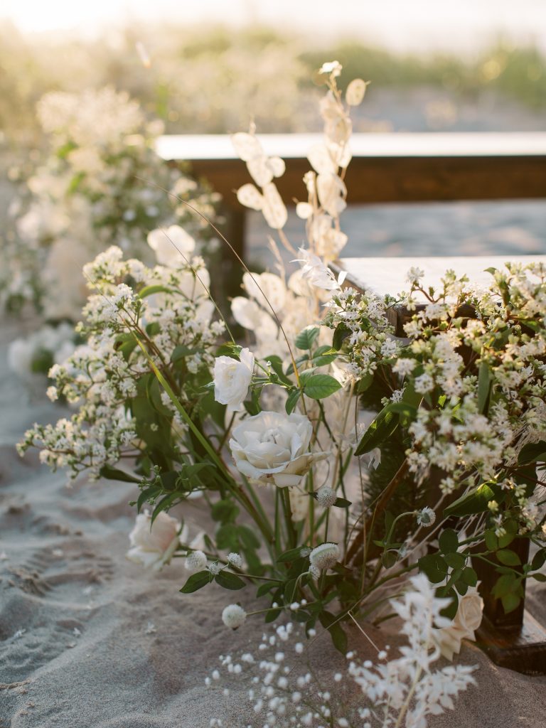 White and Green Wedding Ceremony Flowers 