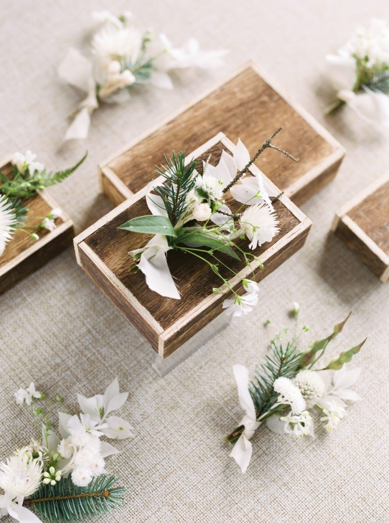 White and Green Boutonniere