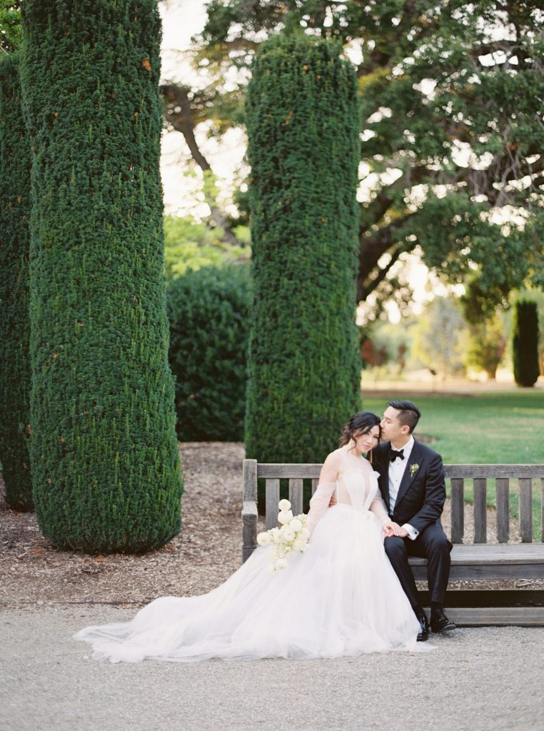 Bride and Groom at Filoli Mansion 